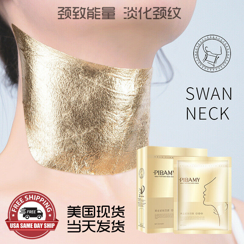 10x Neck Gold Mask Light Wrinkle Hydration Neck Care 黄金颈膜淡纹提拉补水淡细纹逆龄保湿颈部护理10片